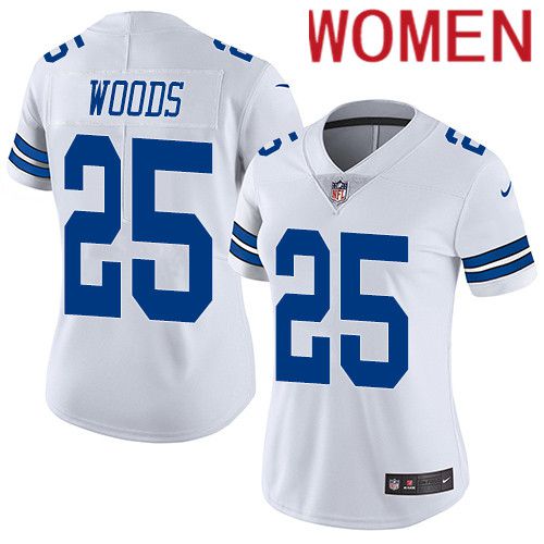 Women Dallas Cowboys #25 Xavier Woods Nike White Vapor Limited NFL Jersey
